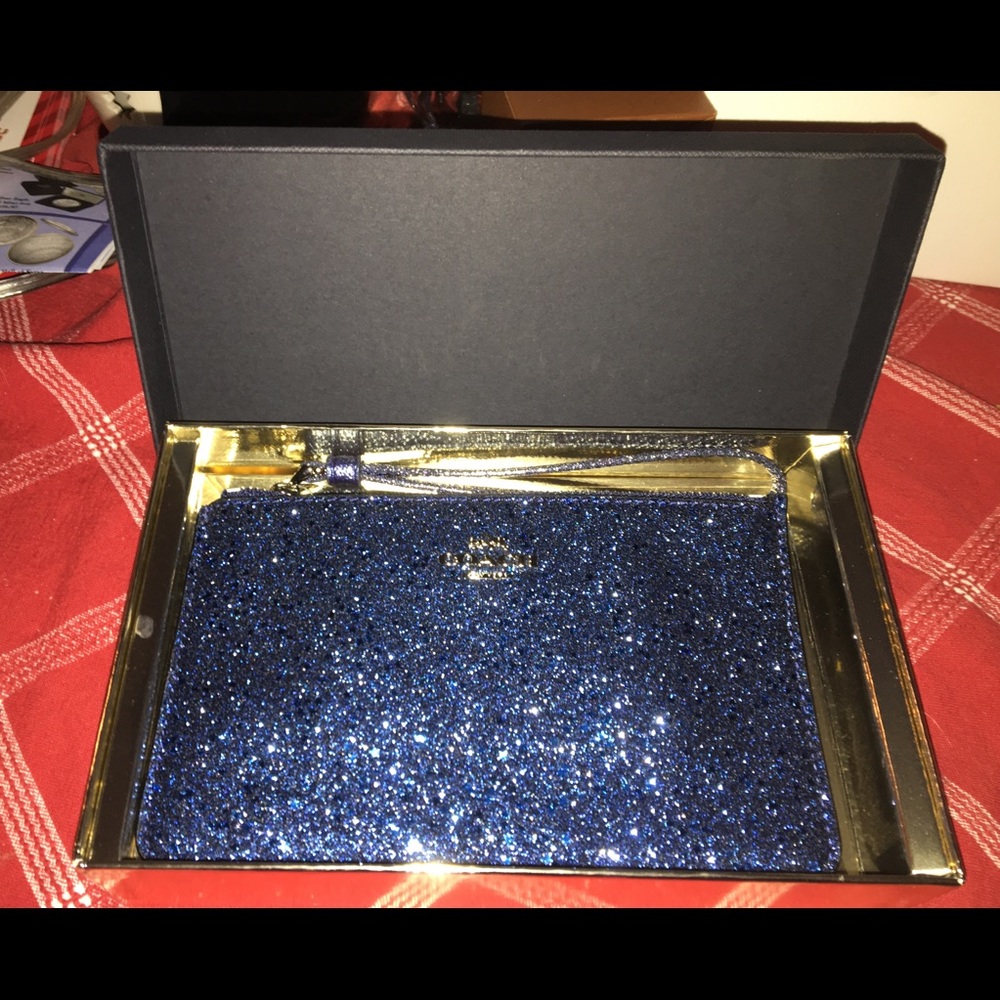 Coach wristlet blue glitter